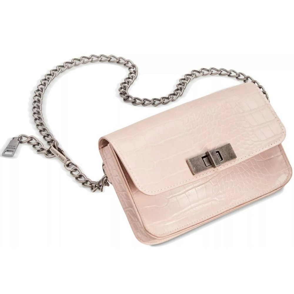 Steve Madden Croc Embossed Chain Belt Bag Nude